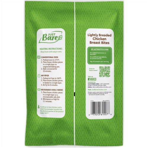 Just Bare® Lightly Breaded Frozen Fully Cooked Chicken Breast Bites Perspective: bottom