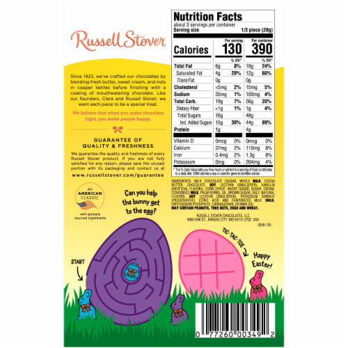 RUSSELL STOVER Easter Bunny Caramel Milk Chocolate Candy Rabbit Perspective: bottom
