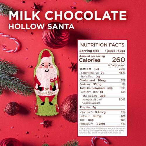 RUSSELL STOVER Christmas Milk Chocolate Hollow Foil Santa Perspective: bottom
