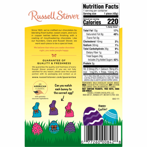 Russell Stover Easter Bunny Solid Milk Chocolate Candy Rabbit Perspective: bottom