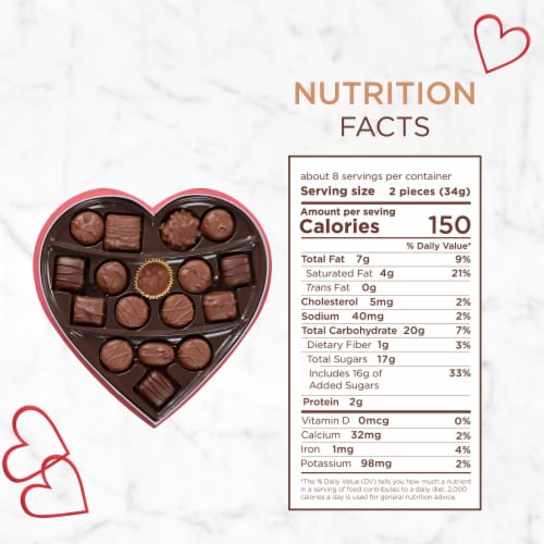 RUSSELL STOVER Valentine's Day Decorative Heart Assorted Milk Chocolate Candy Gift Box Perspective: bottom
