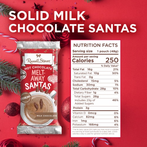 RUSSELL STOVER Christmas Hot Chocolate Melt-Away Milk Chocolate Santas Perspective: bottom