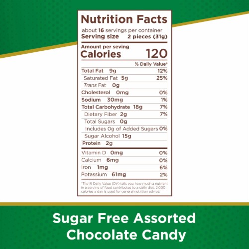 RUSSELL STOVER Sugar Free Assorted Chocolate Candy Bag Perspective: bottom