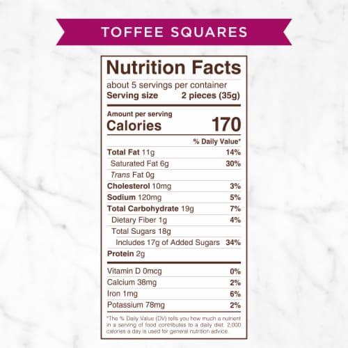RUSSELL STOVER Milk Chocolate Toffee Squares Candy Bag Perspective: bottom