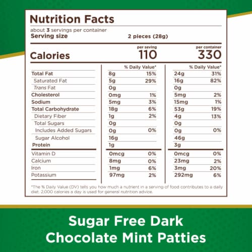 RUSSELL STOVER Sugar Free Mint Patties in Dark Chocolate Bag Perspective: bottom