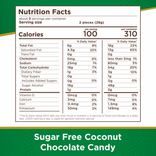 RUSSELL STOVER Sugar Free Coconut Chocolate Candy Bag Perspective: bottom