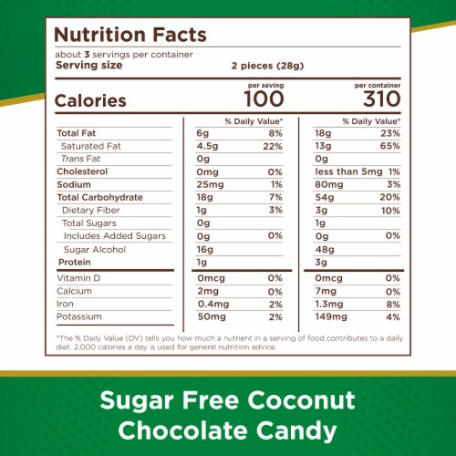 RUSSELL STOVER Sugar Free Coconut Chocolate Candy Bag Perspective: bottom