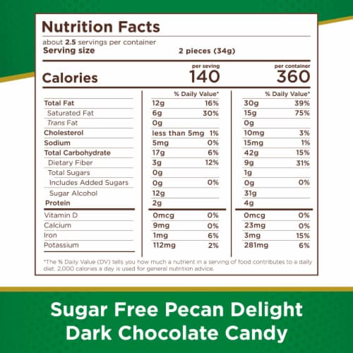 Russell Stover Sugar Free Dark Chocolate Pecan Delights Perspective: bottom