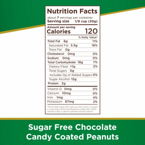 RUSSELL STOVER Sugar Free Chocolate Candy Coated Peanuts Bag Perspective: bottom