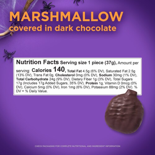 RUSSELL STOVER Halloween Dark Chocolate Marshmallow Candy Pumpkin Perspective: bottom