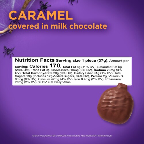 RUSSELL STOVER Halloween Milk Chocolate Caramel Candy Pumpkin, 1.3 oz Perspective: bottom
