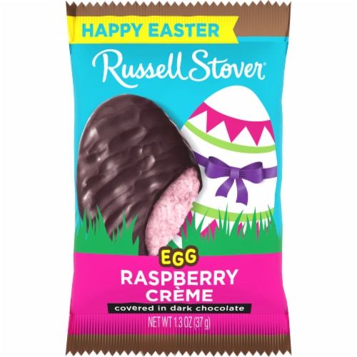 RUSSELL STOVER Easter Raspberry Crème Dark Chocolate Candy Easter Egg Perspective: bottom