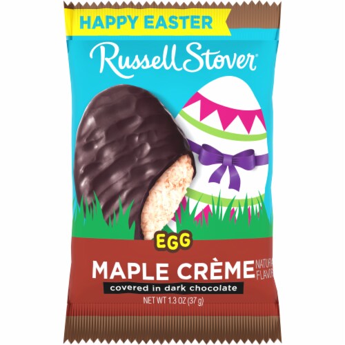 RUSSELL STOVER Easter Maple Crème Dark Chocolate Candy Easter Egg Perspective: bottom