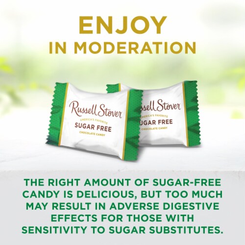 RUSSELL STOVER Sugar Free Dark Chocolate Pecan Delight Candy, 2.4 oz. bag Perspective: bottom