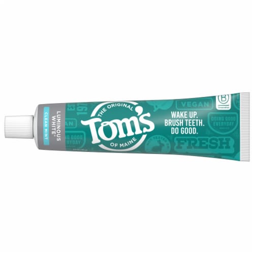 Tom's of Maine Natural Luminous White Toothpaste with Fluoride Clean Mint Perspective: bottom