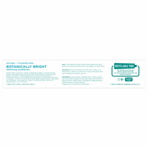 Tom's of Maine Natural Fluoride-Free SLS-Free Botanically Bright Toothpaste Peppermint Perspective: bottom