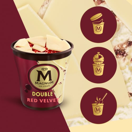 Magnum Double Red Velvet Cheesecake & Red Velvet Cake in White Chocolate Shell Ice Cream Perspective: bottom
