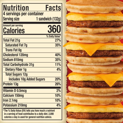 Jimmy Dean Sausage Egg and Cheese Maple Griddle Cake Sandwiches Perspective: bottom