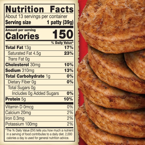 Jimmy Dean® All Natural Original Fully Cooked Pork Sausage Patties Perspective: bottom