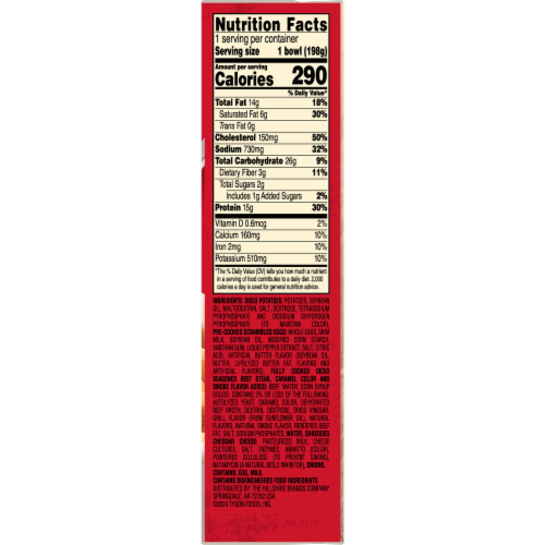 Jimmy Dean Breakfast Bowl Steak & Eggs Frozen Perspective: bottom