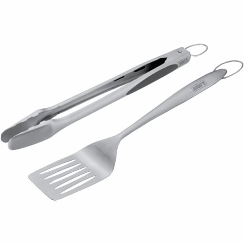 Weber Soft Rubber Grip Stainless Steel 2-Piece Barbeque Tool Set 6707 Perspective: bottom