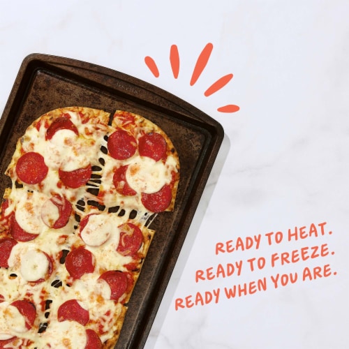 Panera Bread Ready-to-Heat Uncured Pepperoni Flatbread Pizza Perspective: bottom