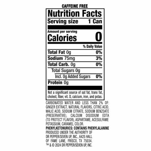 Canada Dry Zero Sugar Ginger Ale Caffeine Free Soda Cans Perspective: bottom