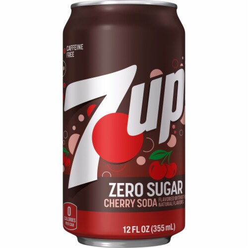 7UP Cherry Flavored Caffeine-Free Soda Cans Perspective: bottom