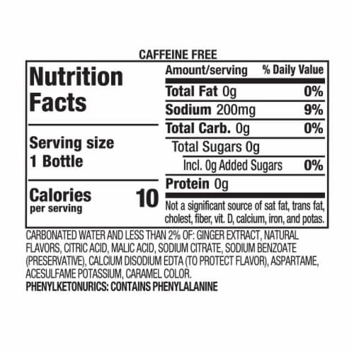 Canada Dry Ginger Ale Zero Sugar Caffiene Free Soda Bottle Perspective: bottom