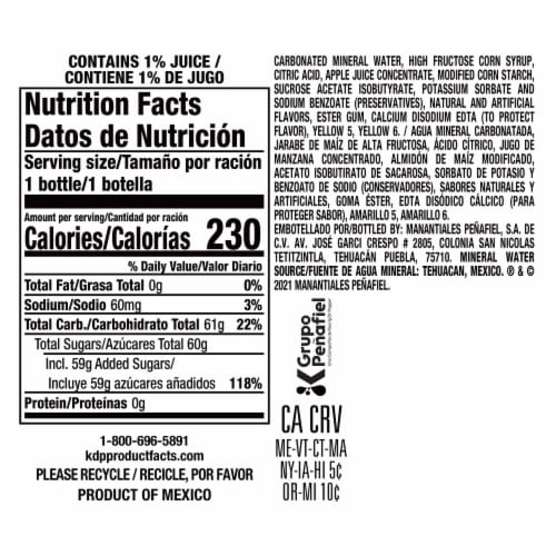 Peñafiel Naranjada Flavored Mineral Spring Bottled Water Perspective: bottom