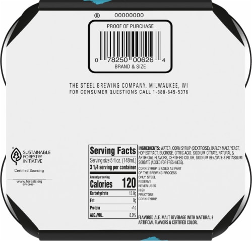 Steel Reserve Alloy Series® Spiked Blue Razz Malt Flavored Hard Beverage Perspective: bottom