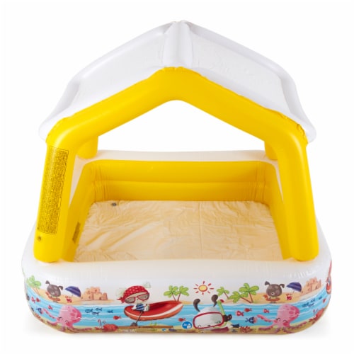 Intex 5ft x 48in Inflatable Ocean Scene Sun Shade Kids Swimming Pool With Canopy, 1 Piece - King