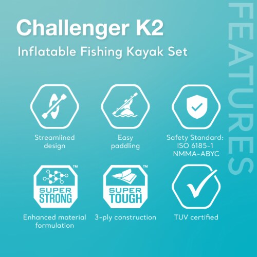 Intex Challenger K2 2-Person Inflatable Kayak and Accessory Kit with Oars & Pump Perspective: bottom