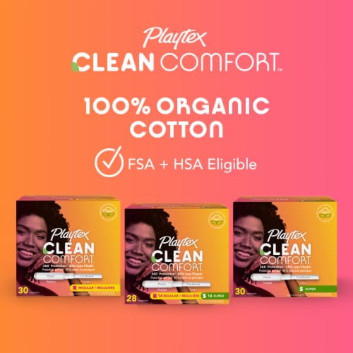 Playtex Clean Comfort Tampons Super Absorbency Unscented, 30 ct