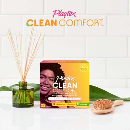 Playtex Clean Comfort Tampons Regular & Super Absorbency Duo-Pack Perspective: bottom