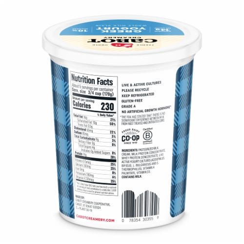 Cabot Creamery Whole Milk Plain Greek Yogurt Perspective: bottom