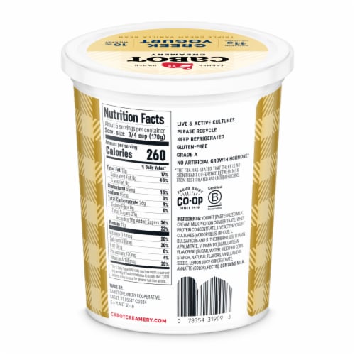 Cabot Creamery Triple Cream Vanilla Bean Greek Yogurt Perspective: bottom