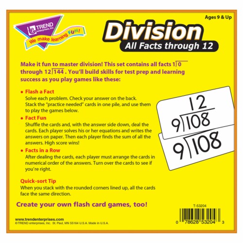 Trend Division all facts through 12 Flash Cards - Theme/Subject: Learning - Skill Learning: Division - 156 Pieces - 9+ - 156 / Box