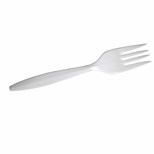 Dixie Plastic Cutlery Medium Weight Forks - White Perspective: bottom