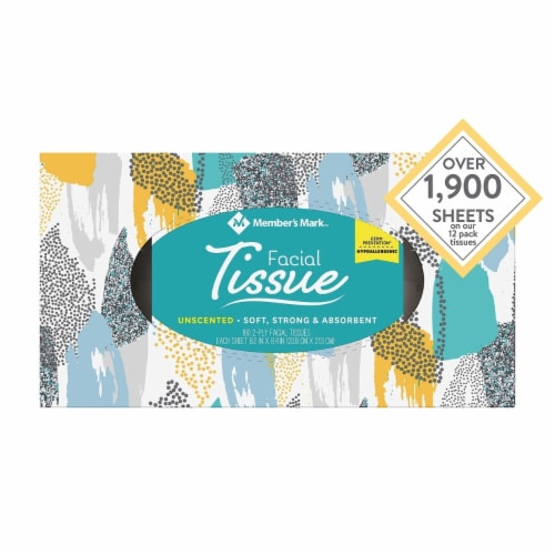 Member's Mark 2-Ply Unscented Facial Tissue (12 Count,160 tissues per box) Perspective: bottom