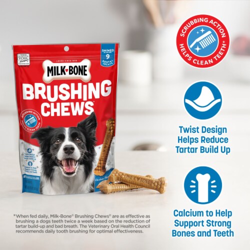 Milk-Bone Brushing Chews SM/MED Chicken Flavor Dog Treats 25 ea Perspective: bottom