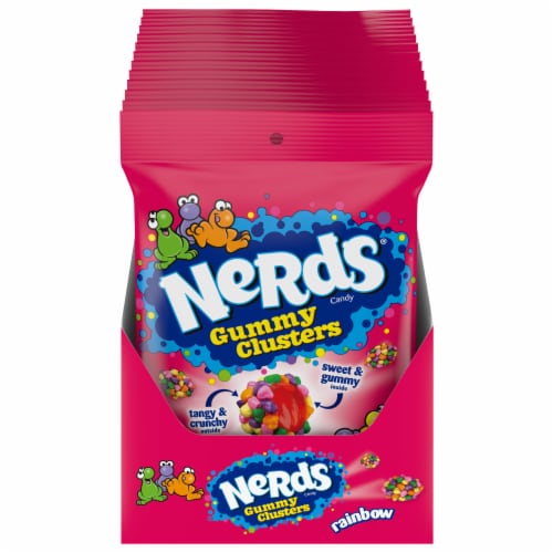 NERDS Gummy Clusters Rainbow Crunchy And Gummy Candy Bag Perspective: bottom