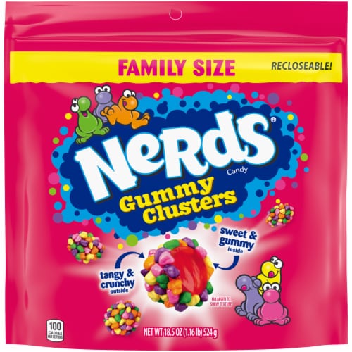 NERDS Gummy Clusters Rainbow Crunchy and Gummy Candy Bag Perspective: bottom