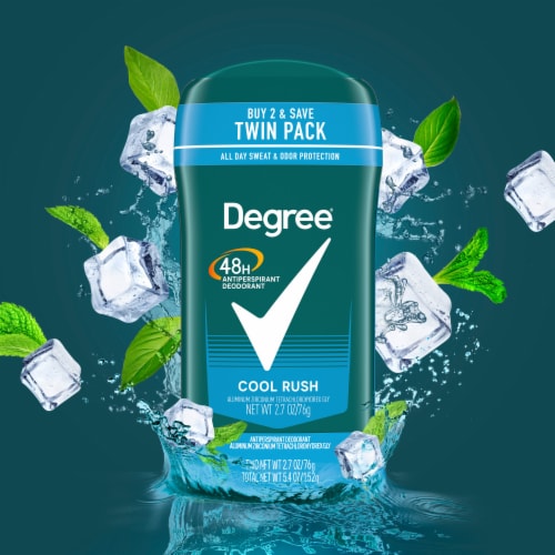 Degree Original Protection Men's Antiperspirant Deodorant Stick Cool Rush Twin Pack Perspective: bottom