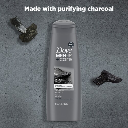 Dove Men+Care Shampoo for Healthy-Looking Hair Charcoal + Clay Plant Based Cleansers Perspective: bottom