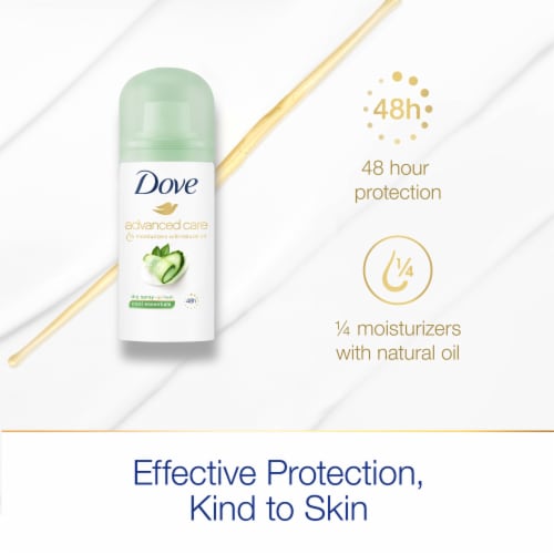Dove Advanced Care Cool Essentials, Dry Spray Antiperspirant Deodorant, Travel Size Perspective: bottom