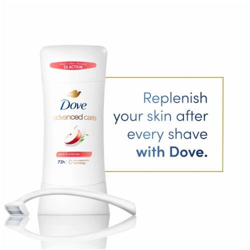 Dove Advanced Care Women's Antiperspirant Deodorant Stick Apple & White Tea Perspective: bottom