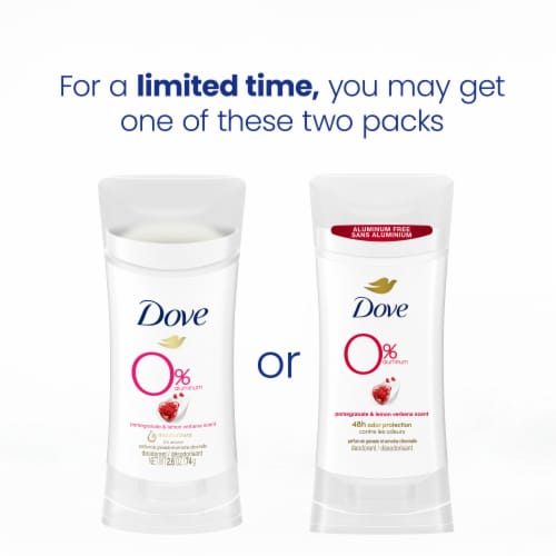 Dove 0% Aluminum Pomegranate and Lemon Verbena Deodorant Stick Perspective: bottom