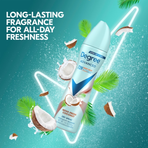 Degree Antiperspirant Deodorant Dry Coconut & Hibiscus Spray With Body Heat Activated Technology Perspective: bottom