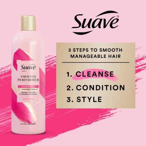 Suave Pink Smooth Performer Smoothing Shampoo Perspective: bottom